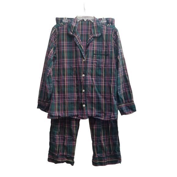 J. Crew Other - J.Crew Mens Size S 100% Cotton Lightweight Green Plaid 2 Piece Pajama Set